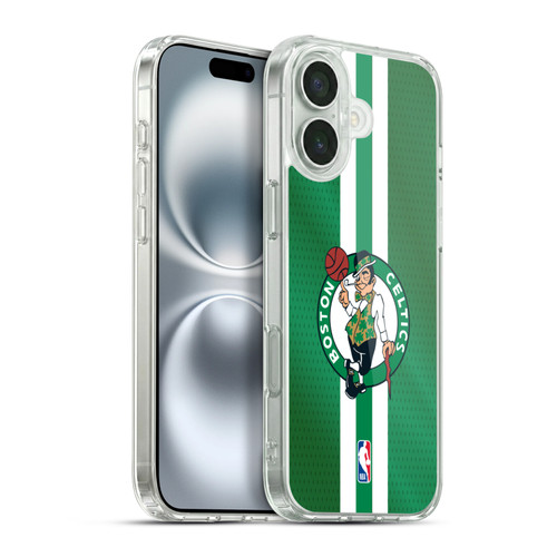 NBA Boston Celtics Stripes Soft Gel Case for Apple iPhone 16 Plus & MagSafe