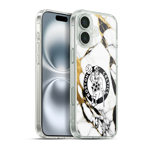 NBA Boston Celtics White Marble Soft Gel Case for Apple iPhone 16 Plus & MagSafe