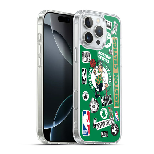 NBA Boston Celtics Sticker Collage Soft Gel Case for Apple iPhone 16 Pro Max & MagSafe