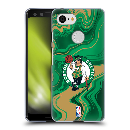 NBA Boston Celtics Marble Agates Soft Gel Case for Google Pixel 3