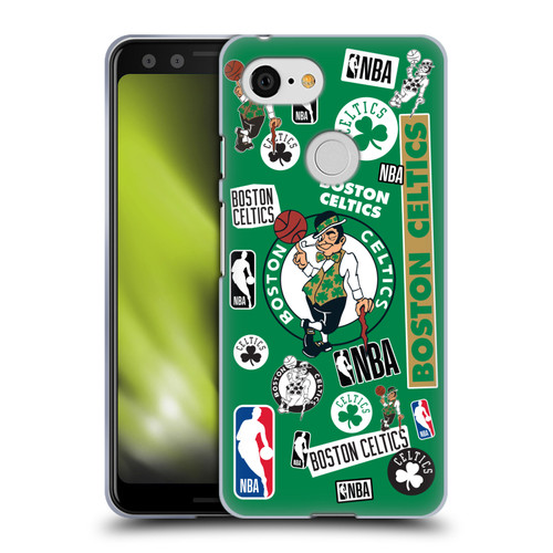 NBA Boston Celtics Sticker Collage Soft Gel Case for Google Pixel 3