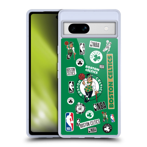 NBA Boston Celtics Sticker Collage Soft Gel Case for Google Pixel 7a
