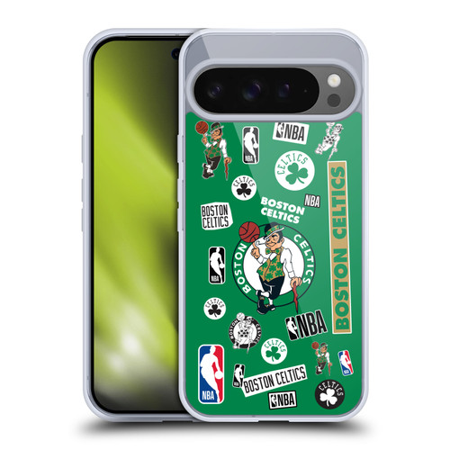 NBA Boston Celtics Sticker Collage Soft Gel Case for Google Pixel 9 Pro XL