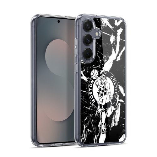 NBA Boston Celtics Black Marble Soft Gel Case for Samsung Galaxy S25+ & MagSafe