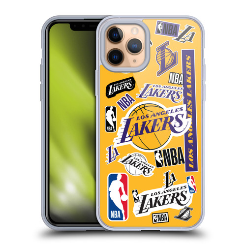 NBA Los Angeles Lakers Sticker Collage Soft Gel Case for Apple iPhone 11 Pro & MagSafe
