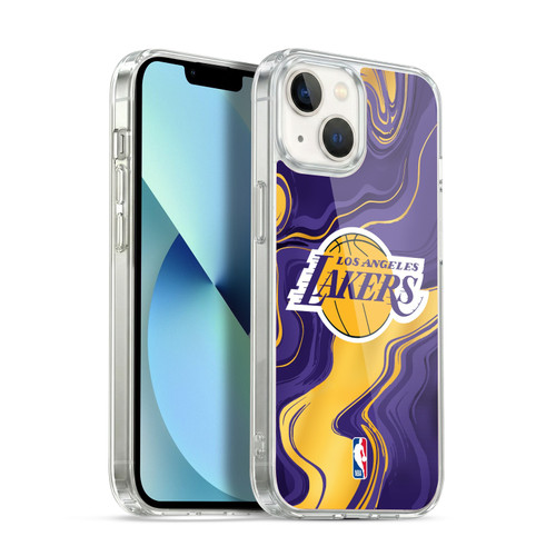 NBA Los Angeles Lakers Marble Agates Soft Gel Case for Apple iPhone 13