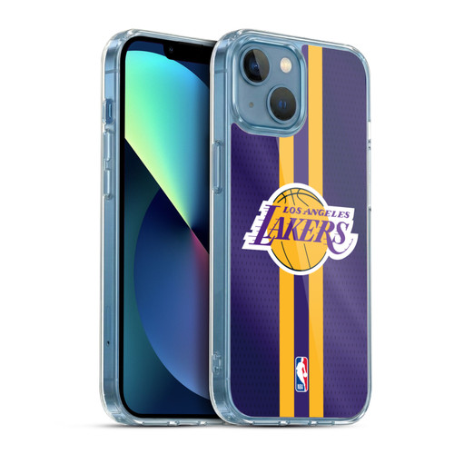 NBA Los Angeles Lakers Stripes Soft Gel Case for Apple iPhone 13 Mini & MagSafe