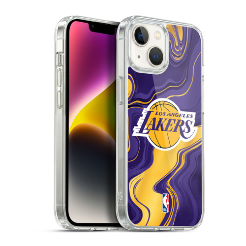 NBA Los Angeles Lakers Marble Agates Soft Gel Case for Apple iPhone 14
