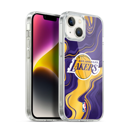 NBA Los Angeles Lakers Marble Agates Soft Gel Case for Apple iPhone 14