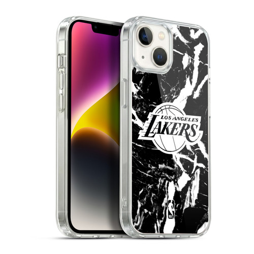 NBA Los Angeles Lakers Black Marble Soft Gel Case for Apple iPhone 14 Plus & MagSafe