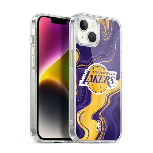 NBA Los Angeles Lakers Marble Agates Soft Gel Case for Apple iPhone 14 Plus & MagSafe
