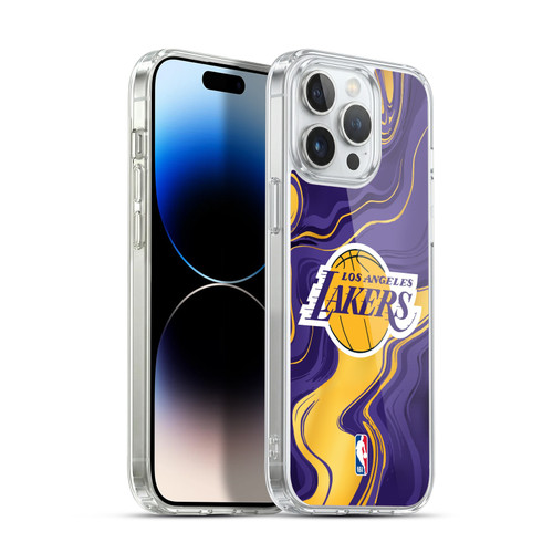 NBA Los Angeles Lakers Marble Agates Soft Gel Case for Apple iPhone 14 Pro Max & MagSafe