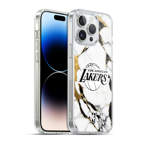 NBA Los Angeles Lakers White Marble Soft Gel Case for Apple iPhone 14 Pro Max & MagSafe