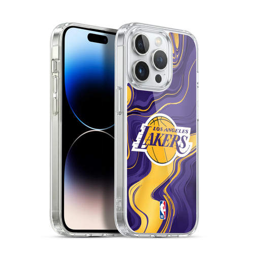 NBA Los Angeles Lakers Marble Agates Soft Gel Case for Apple iPhone 14 Pro & MagSafe