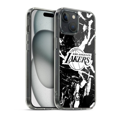 NBA Los Angeles Lakers Black Marble Soft Gel Case for Apple iPhone 15 & MagSafe