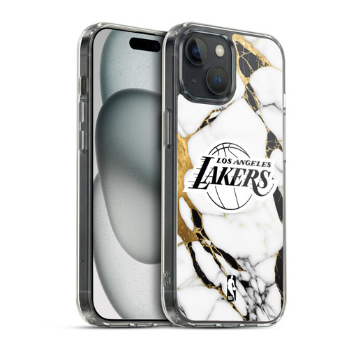 NBA Los Angeles Lakers White Marble Soft Gel Case for Apple iPhone 15 & MagSafe