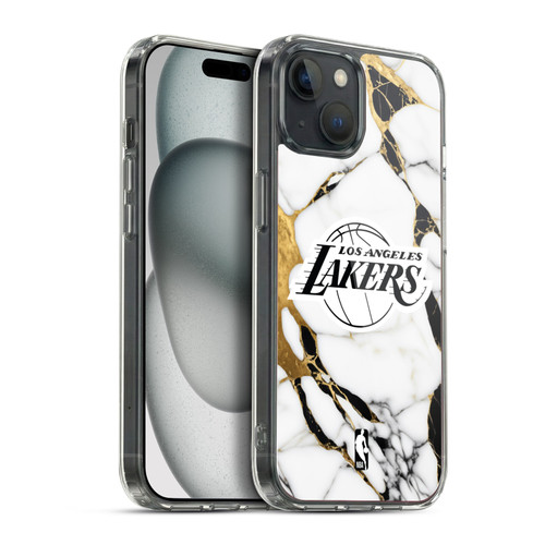 NBA Los Angeles Lakers White Marble Soft Gel Case for Apple iPhone 15 Plus & MagSafe