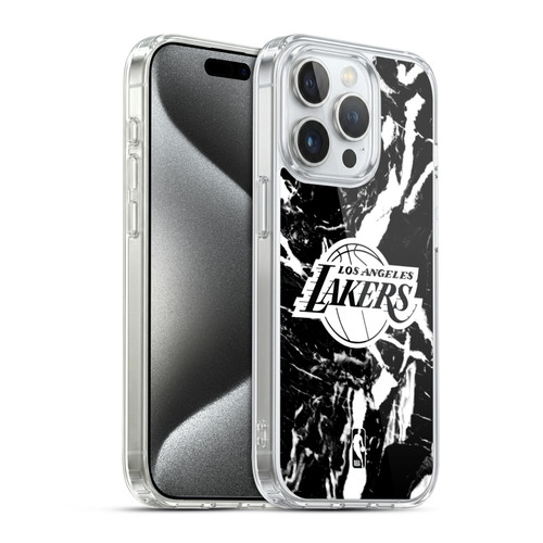 NBA Los Angeles Lakers Black Marble Soft Gel Case for Apple iPhone 15 Pro & MagSafe