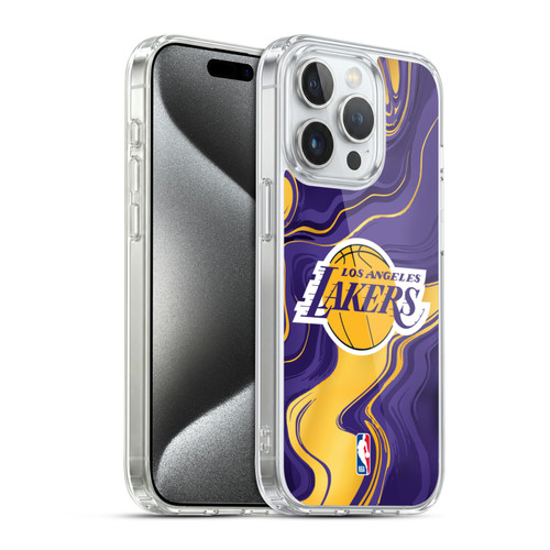 NBA Los Angeles Lakers Marble Agates Soft Gel Case for Apple iPhone 15 Pro & MagSafe