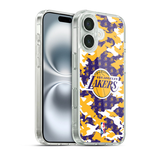 NBA Los Angeles Lakers Camouflage Soft Gel Case for Apple iPhone 16 & MagSafe