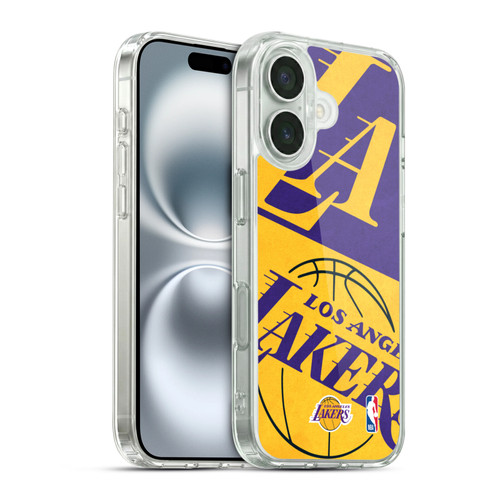 NBA Los Angeles Lakers Half Oversized Soft Gel Case for Apple iPhone 16 & MagSafe
