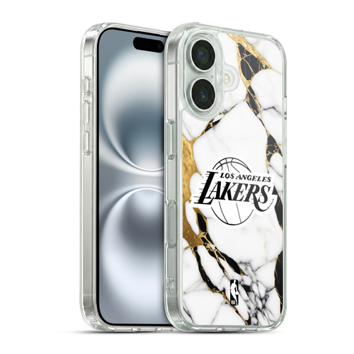 NBA Los Angeles Lakers White Marble Soft Gel Case for Apple iPhone 16 & MagSafe