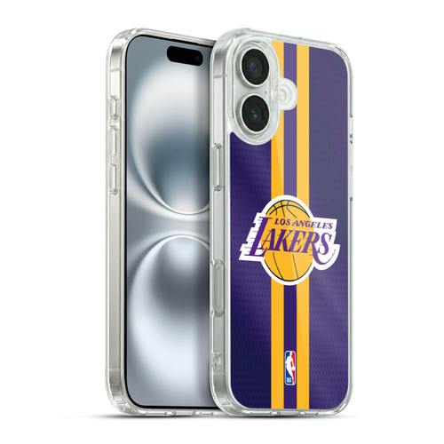 NBA Los Angeles Lakers Stripes Soft Gel Case for Apple iPhone 16 Plus & MagSafe