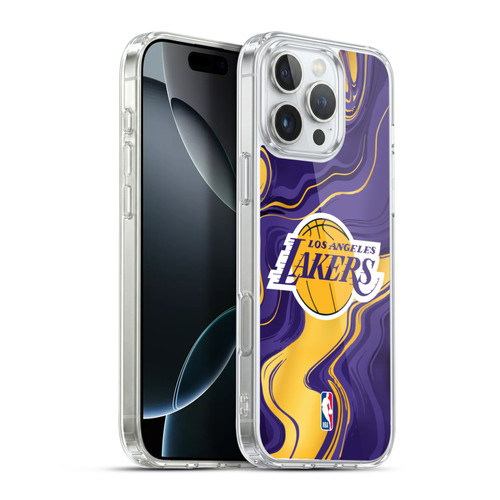 NBA Los Angeles Lakers Marble Agates Soft Gel Case for Apple iPhone 16 Pro Max & MagSafe