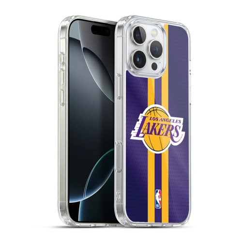 NBA Los Angeles Lakers Stripes Soft Gel Case for Apple iPhone 16 Pro Max & MagSafe
