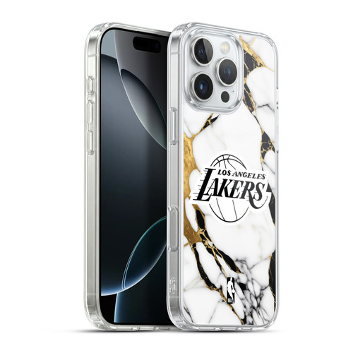NBA Los Angeles Lakers White Marble Soft Gel Case for Apple iPhone 16 Pro Max & MagSafe