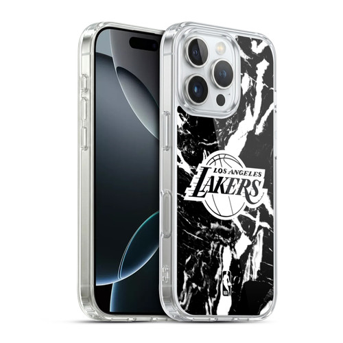 NBA Los Angeles Lakers Black Marble Soft Gel Case for Apple iPhone 16 Pro & MagSafe