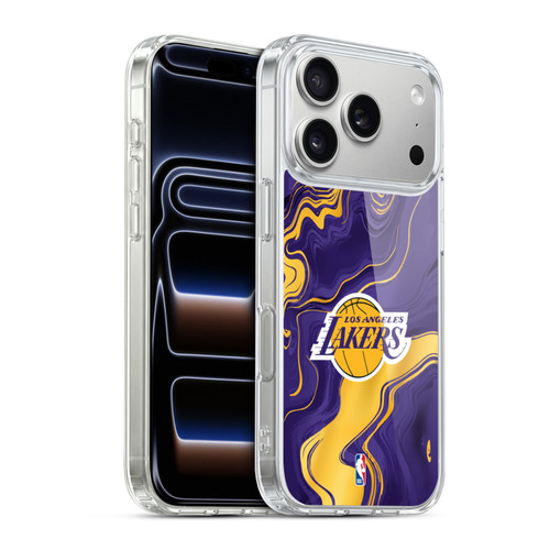 NBA Los Angeles Lakers Marble Agates Soft Gel Case for Apple iPhone 17 Pro