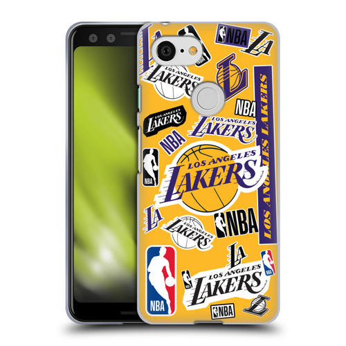 NBA Los Angeles Lakers Sticker Collage Soft Gel Case for Google Pixel 3