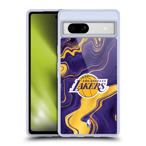 NBA Los Angeles Lakers Marble Agates Soft Gel Case for Google Pixel 7a