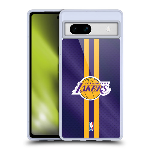 NBA Los Angeles Lakers Stripes Soft Gel Case for Google Pixel 7a