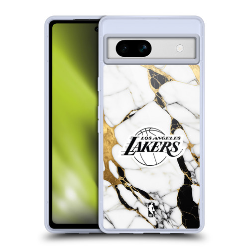 NBA Los Angeles Lakers White Marble Soft Gel Case for Google Pixel 7a