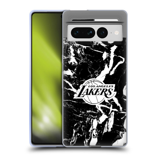 NBA Los Angeles Lakers Black Marble Soft Gel Case for Google Pixel 7 Pro