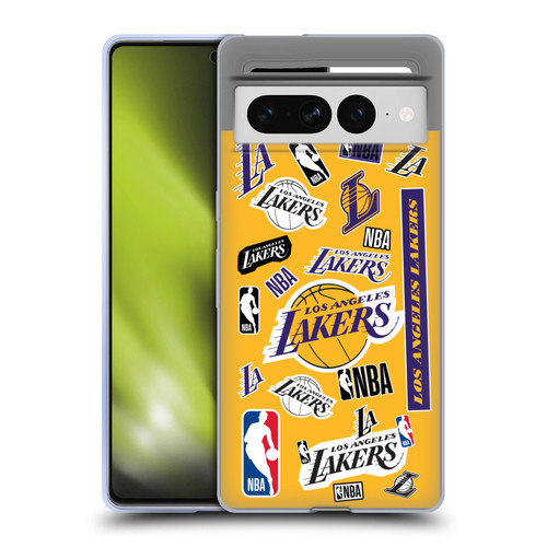 NBA Los Angeles Lakers Sticker Collage Soft Gel Case for Google Pixel 7 Pro