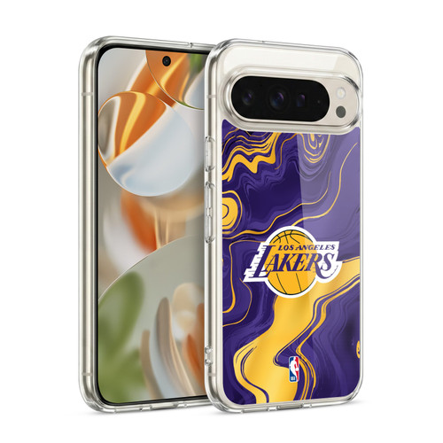 NBA Los Angeles Lakers Marble Agates Soft Gel Case for Google Pixel 9 / Pixel 9 Pro