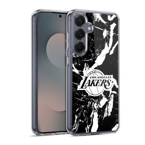 NBA Los Angeles Lakers Black Marble Soft Gel Case for Samsung Galaxy S25 & MagSafe