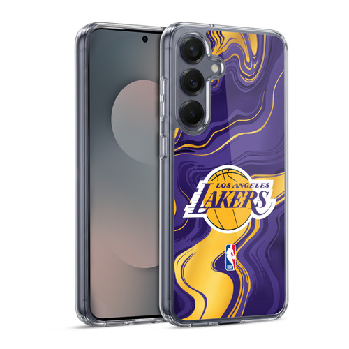 NBA Los Angeles Lakers Marble Agates Soft Gel Case for Samsung Galaxy S25 & MagSafe