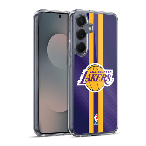 NBA Los Angeles Lakers Stripes Soft Gel Case for Samsung Galaxy S25+ & MagSafe