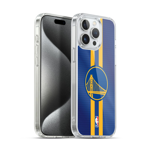 NBA Golden State Warriors Stripes Soft Gel Case for Apple iPhone 15 Pro Max & MagSafe
