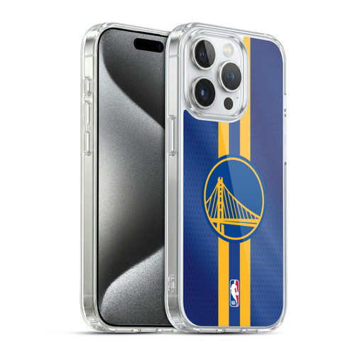 NBA Golden State Warriors Stripes Soft Gel Case for Apple iPhone 15 Pro & MagSafe