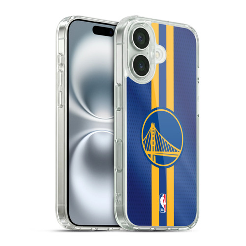 NBA Golden State Warriors Stripes Soft Gel Case for Apple iPhone 16 & MagSafe