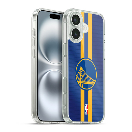 NBA Golden State Warriors Stripes Soft Gel Case for Apple iPhone 16 Plus & MagSafe