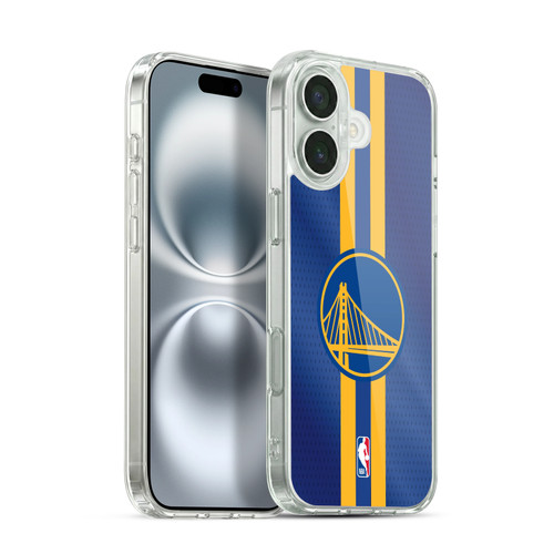 NBA Golden State Warriors Stripes Soft Gel Case for Apple iPhone 16 Plus & MagSafe