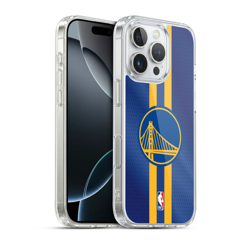 NBA Golden State Warriors Stripes Soft Gel Case for Apple iPhone 16 Pro & MagSafe