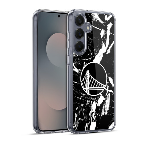 NBA Golden State Warriors Black Marble Soft Gel Case for Samsung Galaxy S25+ & MagSafe
