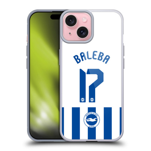 Brighton & Hove Albion F.C 2025/26 Players Home Kit Carlos Baleba Soft Gel Case for Apple iPhone 15